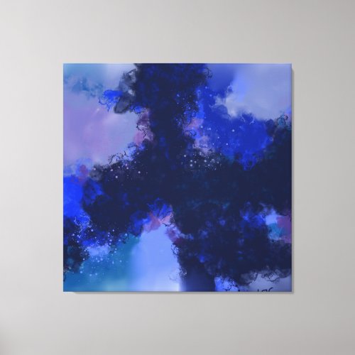 Blue Nitro _ Blue Monochrome Abstract Art Canvas Print