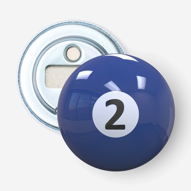 Blue No. 2 Billiard Pool Ball Bottle Opener (Front)