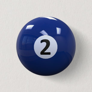 Blue No. 2 Billiard Pool Ball Button