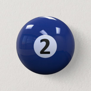 Blue No. 2 Billiard Pool Ball Button