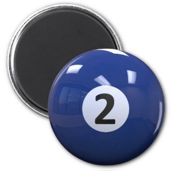 Blue No. 2 Billiard Pool Ball Magnet by DippyDoodle at Zazzle