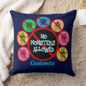 Blue No Monsters Allowed Kids Throw Pillow | Zazzle