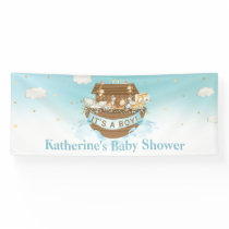 Blue Noah's Ark Boy Baby Shower Birthday Baptism  Banner