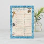 Blue Noah's Ark Name Race Baby Shower Games Invitation (Standing Front)