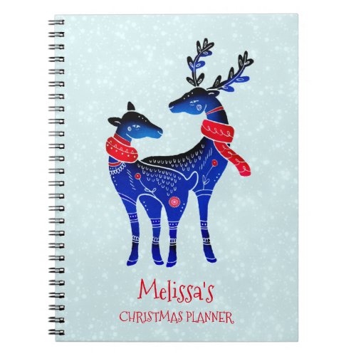 Blue Nordic Christmas Reindeer Pair Notebook
