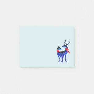 Blue Nordic Christmas Reindeer Pair Post-it Notes
