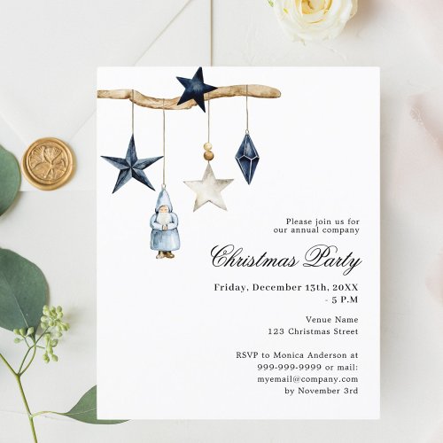 Blue nordic company Christmas Party invitation