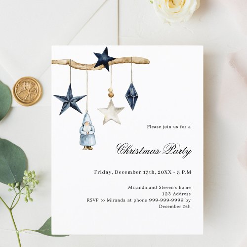 Blue nordic simple Christmas Party invitation