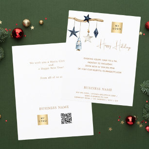 Blue nordic stars gnome QR business Christmas Flyer