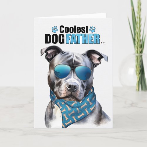 Blue Nose Pit Bull Dog Coolest Dad Fathers Day Holiday Card
