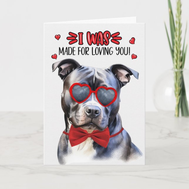 Blue Nose Pit Bull Dog Loving You Valentine Holiday Card (Front)