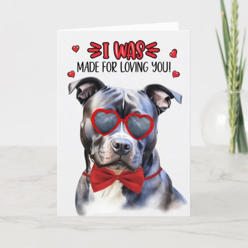 Blue Nose Pit Bull Dog Loving You Valentine Holiday Card