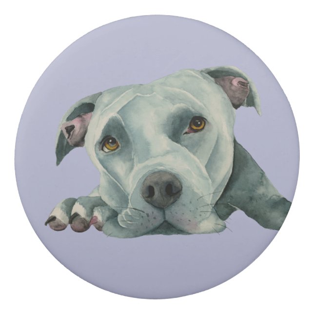 Blue Nose Pit Bull Dog Watercolor Painting Eraser (Front)