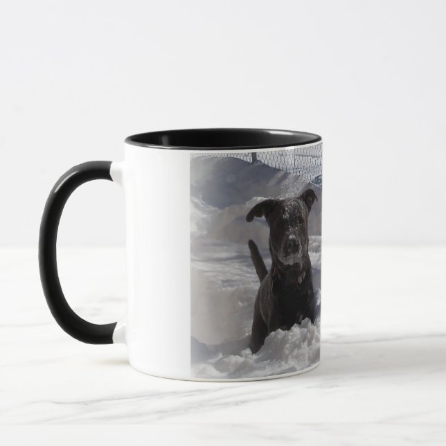 Blue Nose Pit Bull Terrier In the Snow Mug (Left)
