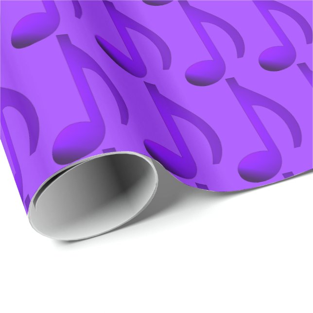 Blue Notes Repeating Music Notes Purple Pattern Wrapping Paper (Roll Corner)
