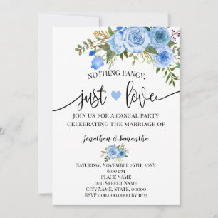 Blue Nothing Fancy Just Love Elopement Invitation