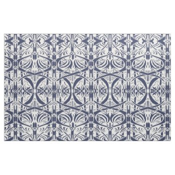 Blue Nouveau Pattern Fabric by debinSC at Zazzle