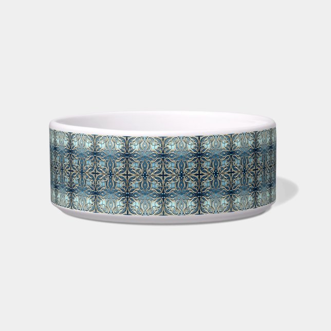 Blue Nouveau Pet  Bowl (Front)