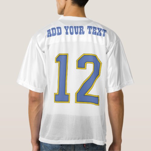 Blue Number 12 mens football jersey