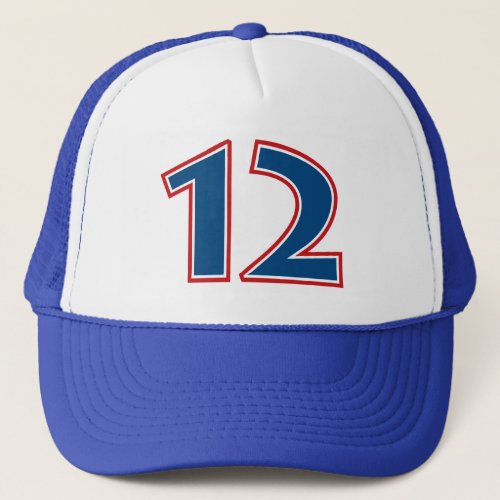 Blue Number 12 Trucker Hat