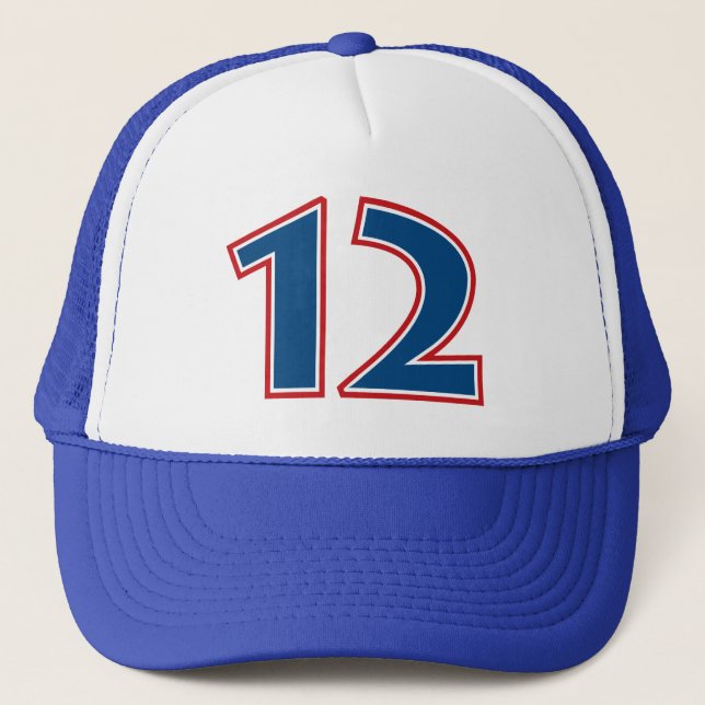 Blue Number 12 Trucker Hat (Front)