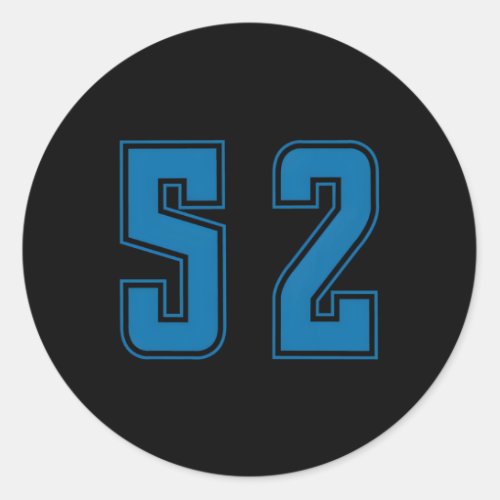 Blue Number 52 Team Junior Sports Numbered Uniform Classic Round Sticker