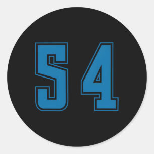 Blue Number 54 Team Junior Sports Numbered Uniform Classic Round Sticker