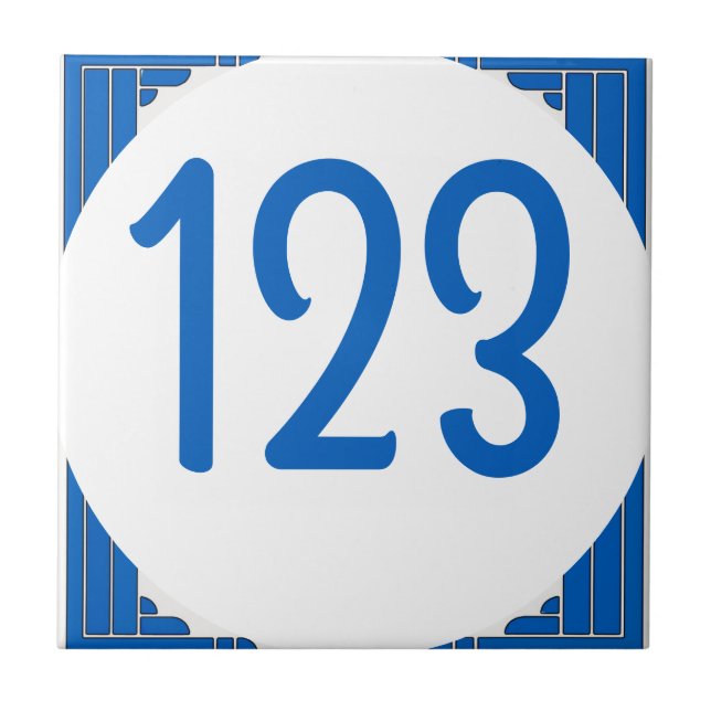 Blue Number for house numbers Ceramic Tile (Front)