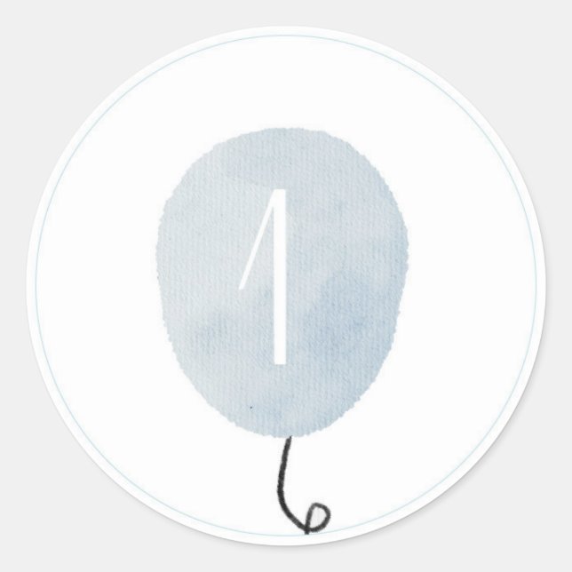 Blue Number One Balloon Sticker (Front)