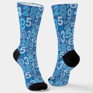Blue Number Pattern Socks