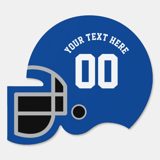 Blue Numbered Football Helmet-Shaped Yard Sign (Front)