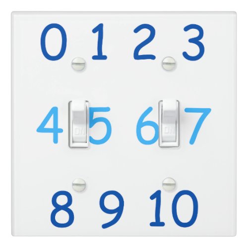 Blue Numbers Zero to Ten 0 to 10 Teacher Kids Room Light Switch Cover