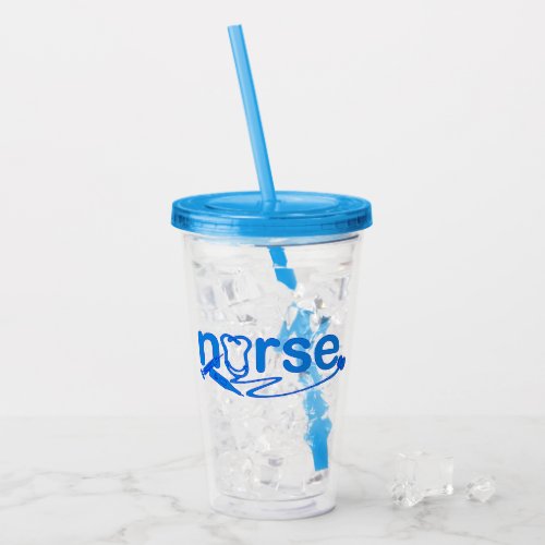 Blue Nurse Appreciation Nursing Symbols Acrylic Tumbler