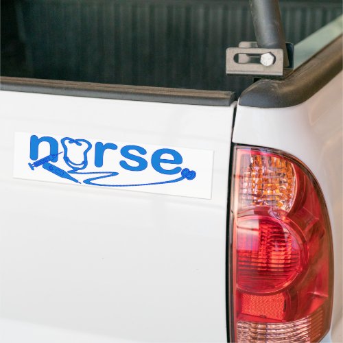 Blue Nurse Appreciation Nursing Symbols Bumper Sticker