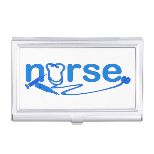 Blue Nurse Appreciation Nursing Symbols Business Card Case