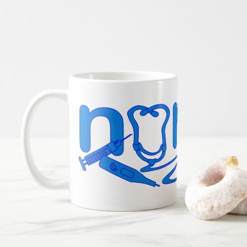 Blue Nurse Appreciation Nursing Symbols Coffee Mug