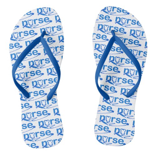 Blue Nurse Appreciation Nursing Symbols Flip Flops