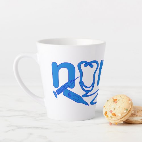 Blue Nurse Appreciation Nursing Symbols Latte Mug