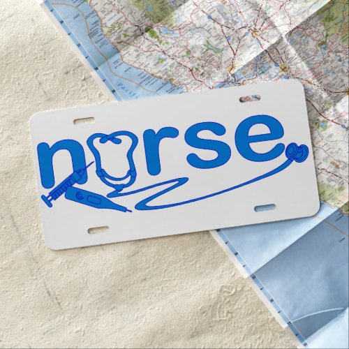 Blue Nurse Appreciation Nursing Symbols License Plate