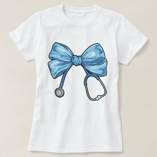 blue nurse coquette bow T-Shirt (Design Front)