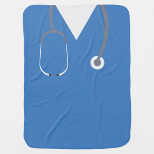 Blue Nurse Doctor shirt and Stethoscope Baby Blanket