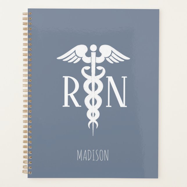 Blue Nurse Medical Caduceus Personalized Planner (Front)