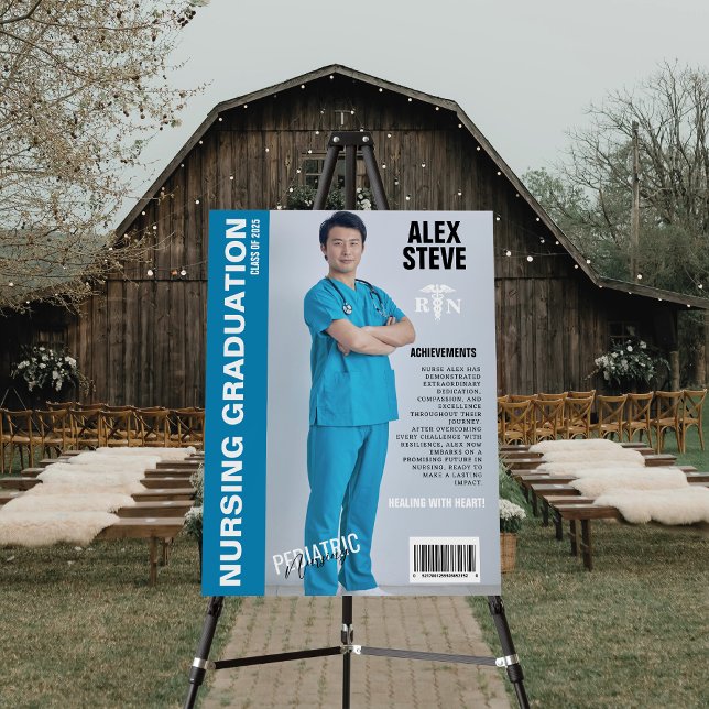 Blue Nurse RN Graduation Photo Magazine Foam Board (Creator Uploaded)