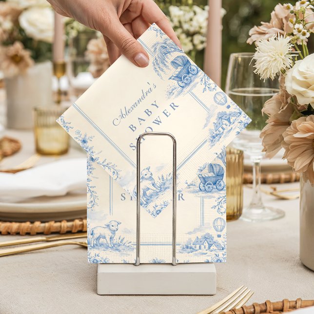 Blue Nursery Toile Baby Shower Napkins (Creator Uploaded)