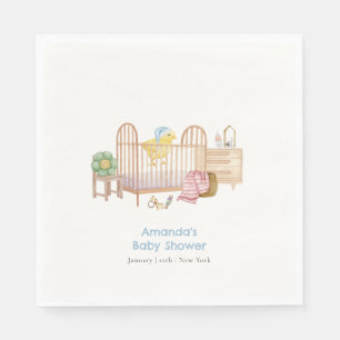 Blue Nursery Toys Little Chicken Baby Shower Napkins