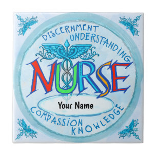 Blue nurses motto ceramic tile