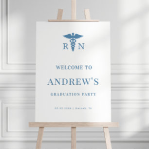 Blue Nursing School Graduation Party Welcome Sign