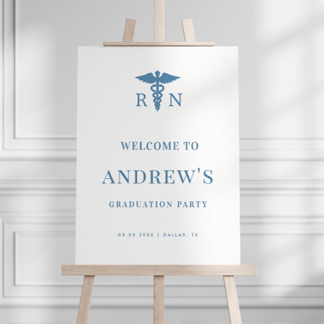 Blue Nursing School Graduation Party Welcome Sign (Creator Uploaded)