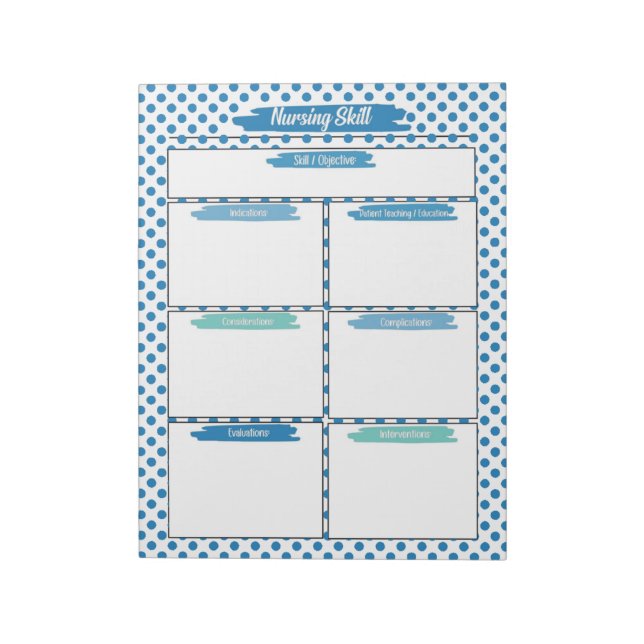 Blue Nursing Student Skills Template Notepad (Rotated)