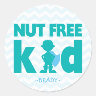 Blue Nut Free Kid Superhero Boy Allergy Stickers